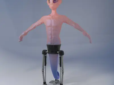 Alien trophy with crown 3D model