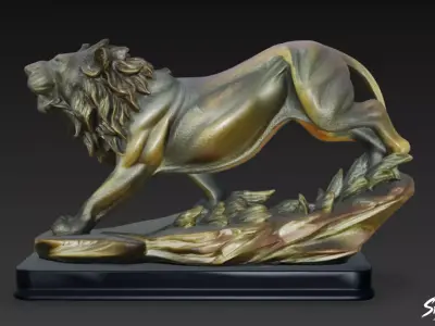 Lion Statue V51 Low-poly 3D model