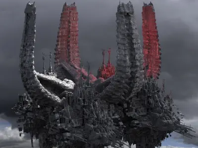 Sci-Fi Alien Spine City base 4  3D model