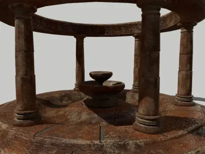 Altar Set wooden wheel Low-poly 3D model