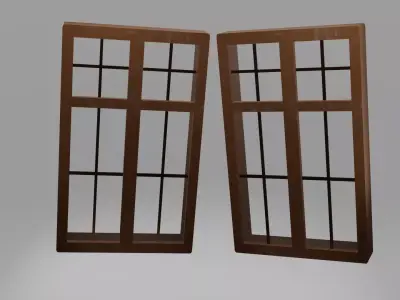 Realistic wooden window - Textured  3D model