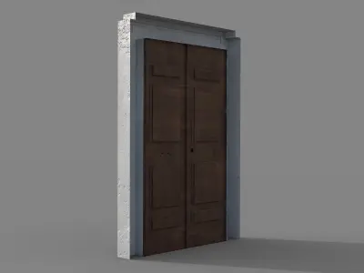 Wooden door 5 Low-poly 3D model