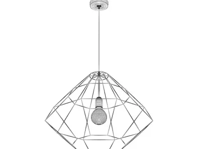Golden Wire Ceiling Lamp 3D model
