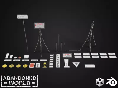 Signs For Subway Tunnels Low-poly 3D model