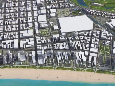 Miami Beach Low-poly 3D model