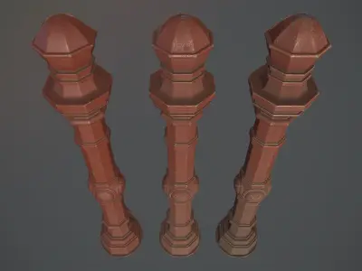 Barrier Bollard Pack 2 v4 Red Three Texture Options Low-poly 3D model