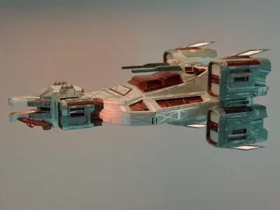 SciFi Spaceship 3D Model Game Dev PBR Textured Low-poly 3D model