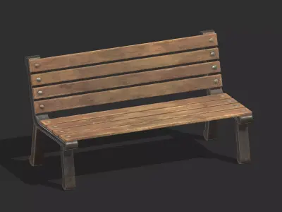 Bench 04 Low Poly PBR Realistic Low-poly 3D model