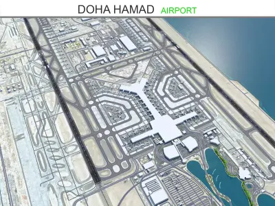 Doha Hamad Airport 12km Low-poly 3D model