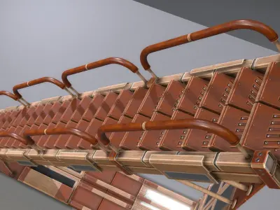 Modular Wood Ladders and Stairs Pack Low-poly 3D model