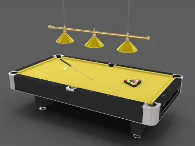 8 Ball Pool Table Setting Yellow 3D model