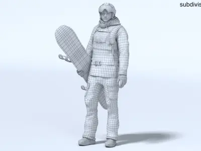 Male Snowboarder Animated HQ Editorial License 