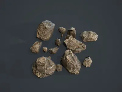 Rock Boulder 10 Rubble Low-poly 3D model