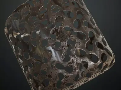 Weathered Organic-Link Metal Grill PBR Seamless Texture