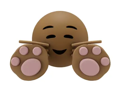 Cat Smiling Face With Cat Paw Emoji v1 003 Low-poly 3D model
