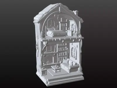 Miniature Dollhouse with Two Separate Floors 3D print model