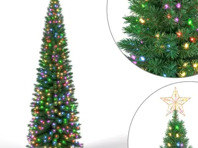 Christmas Tree 6 feet with Multicolor Lights 3D model