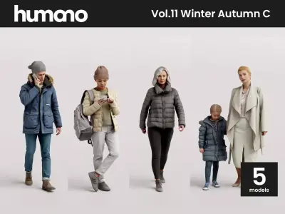 Humano 5-Pack - WINTER AUTUMN PEOPLE - 5x 3D models C
