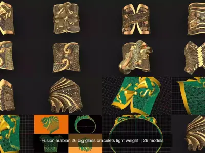 Fusion arabian 26 big glass bracelets light weight  3D Model Pack