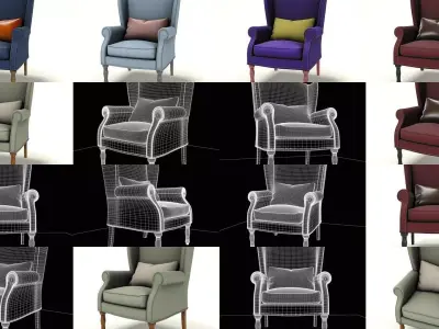 wingback chair fhouse 3D Model Pack
