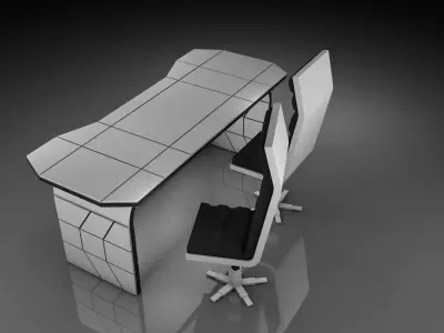 Office Chair And Table 3D model
