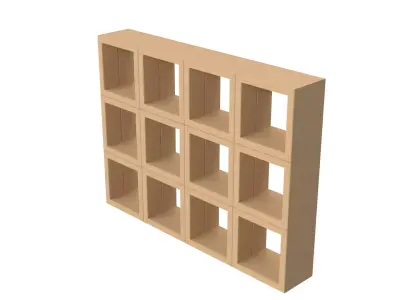 Cardboard Shelving Unit Low-poly 3D model