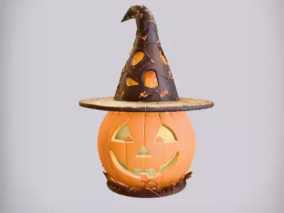Pumpkin Witch Hat Lantern 3D Print Model Two Model Low And High  3D print model