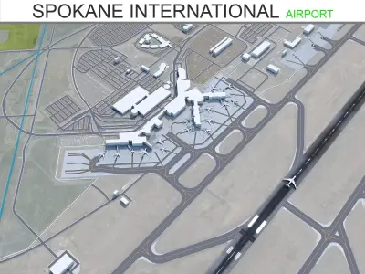 Spokane International Airport 10km Low-poly 3D model