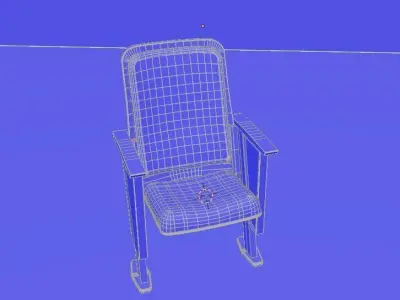 Auditorium Seat 3D Model Red Theater Chair Game Ready 3D model