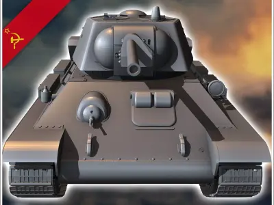 T-34-76 M1942 - Soviet army WW2 Second World East front Ostfront 3D print model