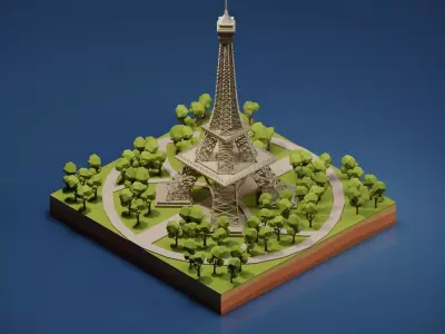 Eifel Tower Low-poly 3D model