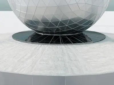 Atomium tower of metal balls Low-poly 3D model