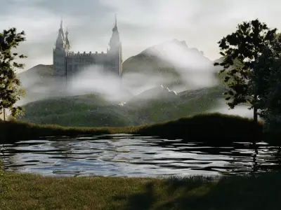 3d realistic fantasy landscape scene  3D model