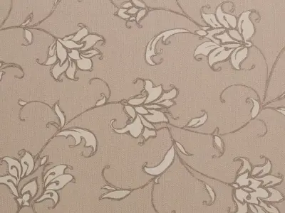 Beige Floral Scroll Wallpaper Texture