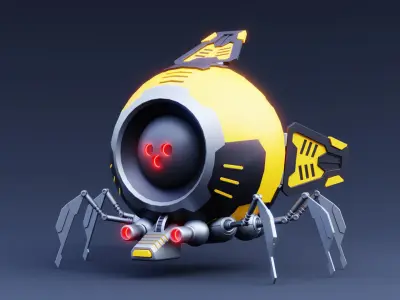 Futuristic Spider Drone - Stylized Sci-Fi Robot 3D Model Low-poly 3D model