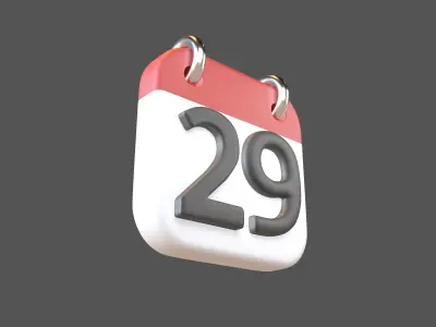 Calendar Icon 29 v1 001 Low-poly 3D model
