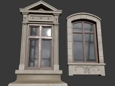 Classic Cartoon style of PBR Modular Windows Collection 2 Low-poly 3D model