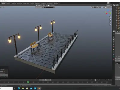 City Street at night 3D model