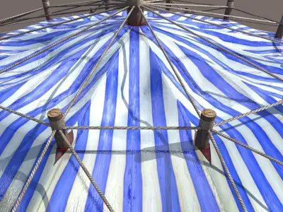 Blue Circus Tent Low-poly 3D model