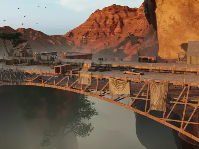 Construction Bridge Low-poly 3D model