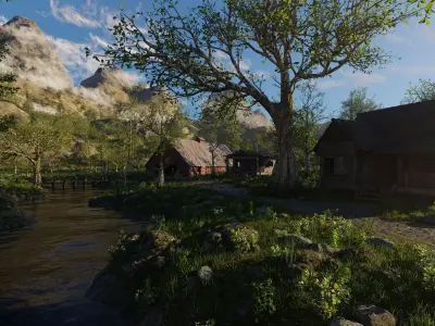 Medieval Pathway Scene 3D model