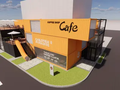 Container coffee shop-1 3D model