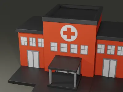 Cartoon Hospital Building 3D model