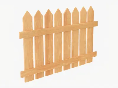 Fence wooden 01 3D model