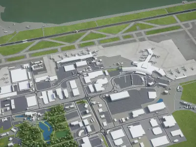 Auckland - Airport - AKL Low-poly 3D model