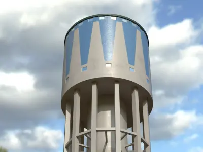 Watertower bryggareberget Karlskrona Low-poly 3D model
