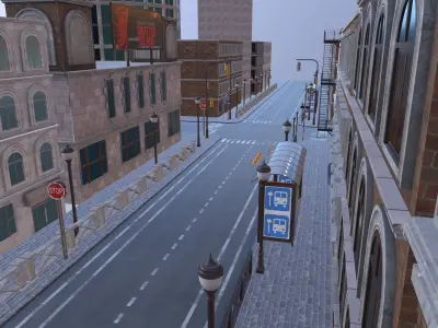 Game ready low poly modular city Low-poly 3D model