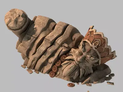 Stone Statue Group - Broken - Buddha Image 04 3D model
