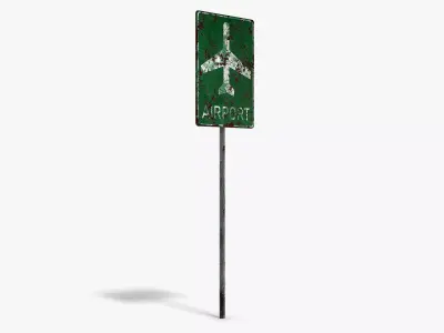 Damaged Airport Sign Low-poly 3D model