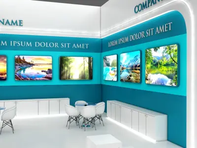 Booth Exhibition Stand Stall 7x7m Height 500 cm 2 Side Open 3D model